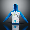 Blue and White Hoodie With 4Gcas Logo And Circular Front Design