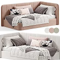 Cozy Kids Bed Design With Soft Upholstered Headboard Plush Pillows And Warm Blanket