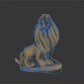Polished Sitting Golden Lion Statue Featuring Detailed Mane And Sturdy Metallic Base