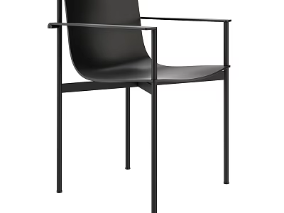 Modern Black Leisure Chair With Metal Frame And Comfortable Leather Seat Design 3d model
