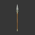Traditional Ancient Weapon With Metal Spearhead Wooden Shaft Sharp Pointed Design