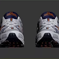 White Blue And Orange Sports Shoes With Mesh Upper And Brand Logo