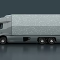 Modern Large Cargo Truck With Silver Gray Body And Long Trailer Design