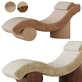 Modern Curved Lounge Chair Design With Upholstered Fabric And Wooden Support Legs
