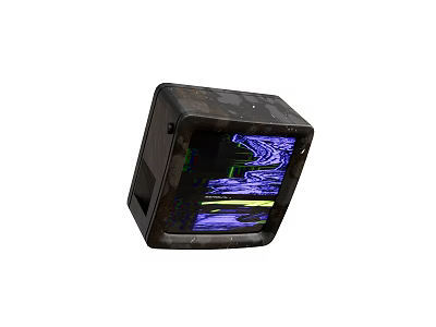 Vintage CRT Television with Colorful Wavy Screen Display and Dark Casing 3d model