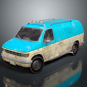 minibus minivan driverless bus school bus van box car 3d model