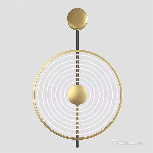 Modern Wall Lamp With Circular Design Gold Finish Spherical Decor And Concentric Rings 3d model 