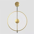 Modern Wall Lamp With Circular Design Gold Finish Spherical Decor And Concentric Rings