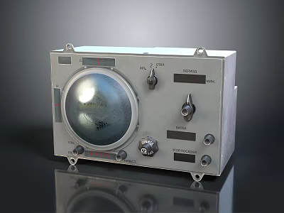 Vintage Headphone Speaker 3D Model With Silver Metal Case Control Knobs And Dial 3d model