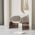 Modern Upholstered Accent Chair With Light Gray Fabric And Brown Acrylic Legs