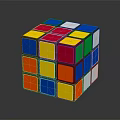 Colorful Rubik's Cube With Red Yellow Blue Green Orange White Squares On Dark Reflective Surface