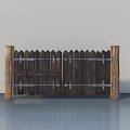Double Wooden Swing Door With Rustic Design And Metal Hinges