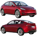 Red Tesla Electric Car Exterior Design With Front And Rear Views