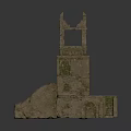 Ancient Stone Tower Design With Ruined Multi Tiered Structure Stairs and Arches