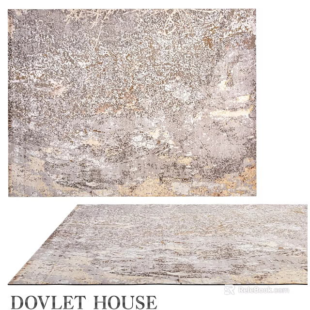 Modern Square Rug With Abstract Textured Pattern In Neutral And Gold Tones 3d model 