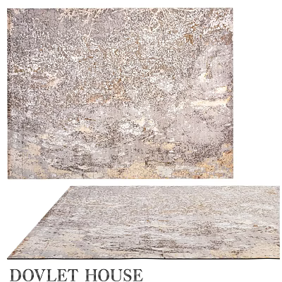 Modern Square Rug With Abstract Textured Pattern In Neutral And Gold Tones 3d model