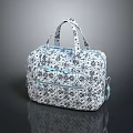 Fashionable Blue And White Floral Pattern Handbag With Sturdy Handles For Daily Use