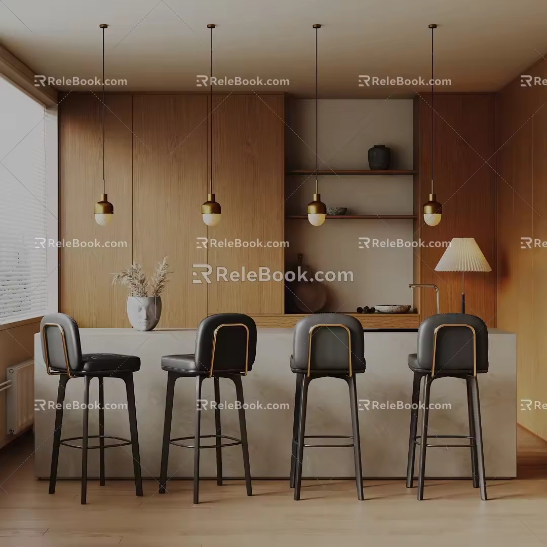 Modern Bar Chair Combination Bar Chair 3d model