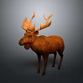 Realistic Brown Moose With Large Antlers 3D Rendered On Gray Background