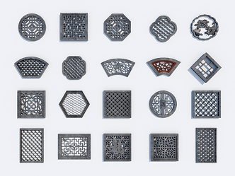 New Chinese-style openwork window grilles window carving 3d model