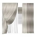 Elegant Beige Curtains With Soft Folds And Layered Design By Window