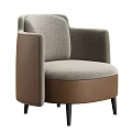 Modern Single Sofa With Gray Fabric Seat Brown Armrests And Black Slim Legs