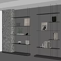 Modern Black Hanging Bookshelves With Decorative Wall And Books Vases Plants Lamp