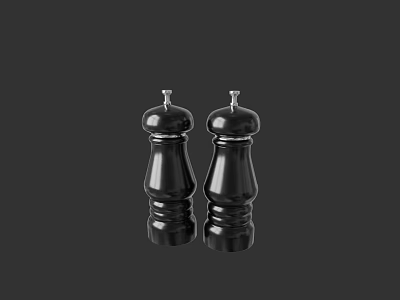 Stylish Modern Decorative Ornament Set with Two Black Pepper Grinders for Home 3d model