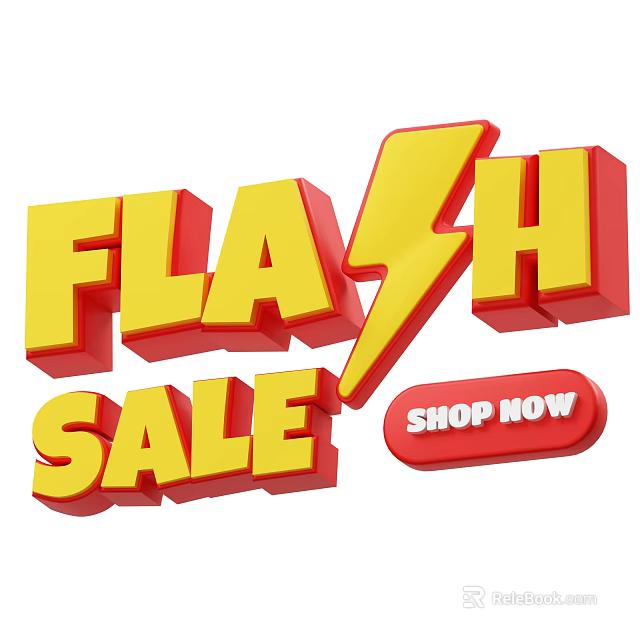 Online Flash Sale Promotion With Shop Now Button And Limited Time Discounts 3d model 