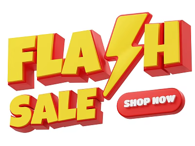 Online Flash Sale Promotion With Shop Now Button And Limited Time Discounts 3d model