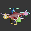 Gray Quadcopter Drone with Blue Propellers Red Accents and Camera Mount 3d model