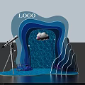 Fun Themed Display With LOGO Smiley Cloud Telescope Blue Wave And Mountain Decorations