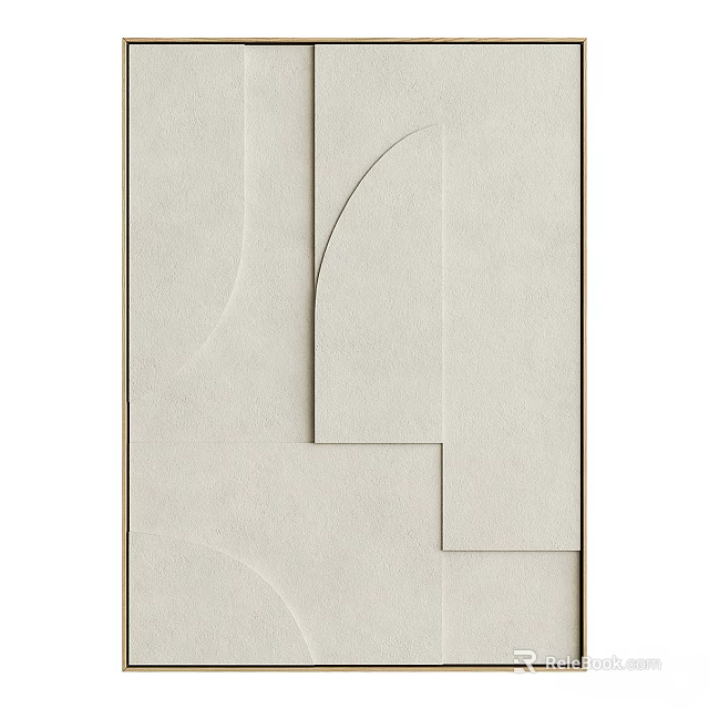 Beige Textured Wall Decorative Design With Curved And Rectangular Shapes 3d model 