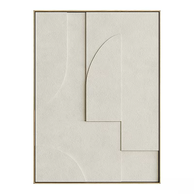 Beige Textured Wall Decorative Design With Curved And Rectangular Shapes 3d model