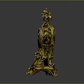 Ornate Gold Decorative Furniture Clock With Intricate Carvings And Roman Numerals
