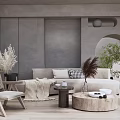Quiet sofa tea table combination 3d model