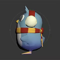 Cute Blue Bird Character With White Earmuffs Red Yellow Scarf And Yellow Beak Feet