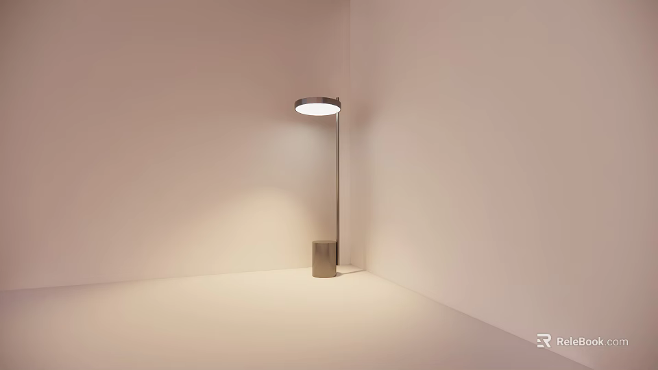 Modern Minimalist Floor Lamp With Metal Pole And Round Head For Indoor Lighting 3d model 