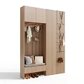 Modern Minimalist Wooden Shoe Cabinet With Coat Hanger Seating Bench And Shoe Storage Design