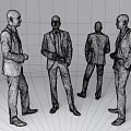 Professional Men In Black Suits With Ties In Different Standing Poses
