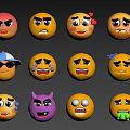 Cartoon Expression Pack Cartoon Avatar QQ Expression Angry Shy Crying 3d model