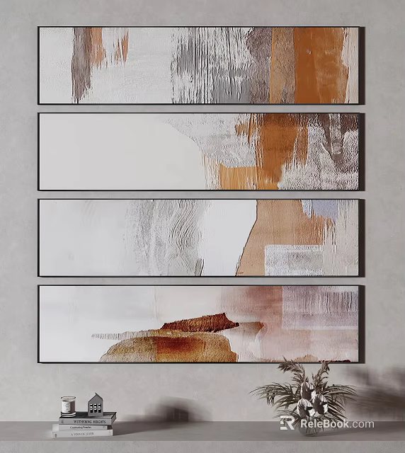 Abstract Wall Art Paintings With Neutral Tones For Modern Interior Decor 3d model 