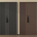 Security Doors Two Dark Gray And Brown Vertical Stripe Design With Electronic Keypad Locks 3d model