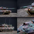 Military Tank Design With Camouflage Paint Gun Barrel Tracks Lights And Multiple Angles