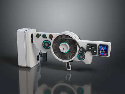 Modern White Electronic Appliance With Circular Control Panel Buttons And Digital Display Screen 3d model