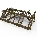 Rustic Wooden Roof Frame Structure With Climbing Vine Plants And Architectural Details
