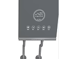 Wall Mounted Kitchen Appliance on Gray Tiled Wall With Digital Display Control Buttons and Valves
