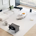 Modern Sofa Coffee Table Combination Cream Sofa Combination 3d model