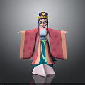 Woman in Traditional Origami Costume with Pink Robe Purple Hair Golden Crown and White Base