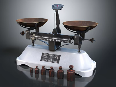 Commercial Weighing Equipment Mechanical Balance Scale With Metal Weights And Stable Platform Base 3d model